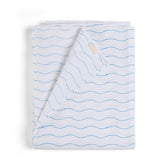 Wave Hand Block Printed Bed Sheet Set 90 x108, Blue - Eyaas